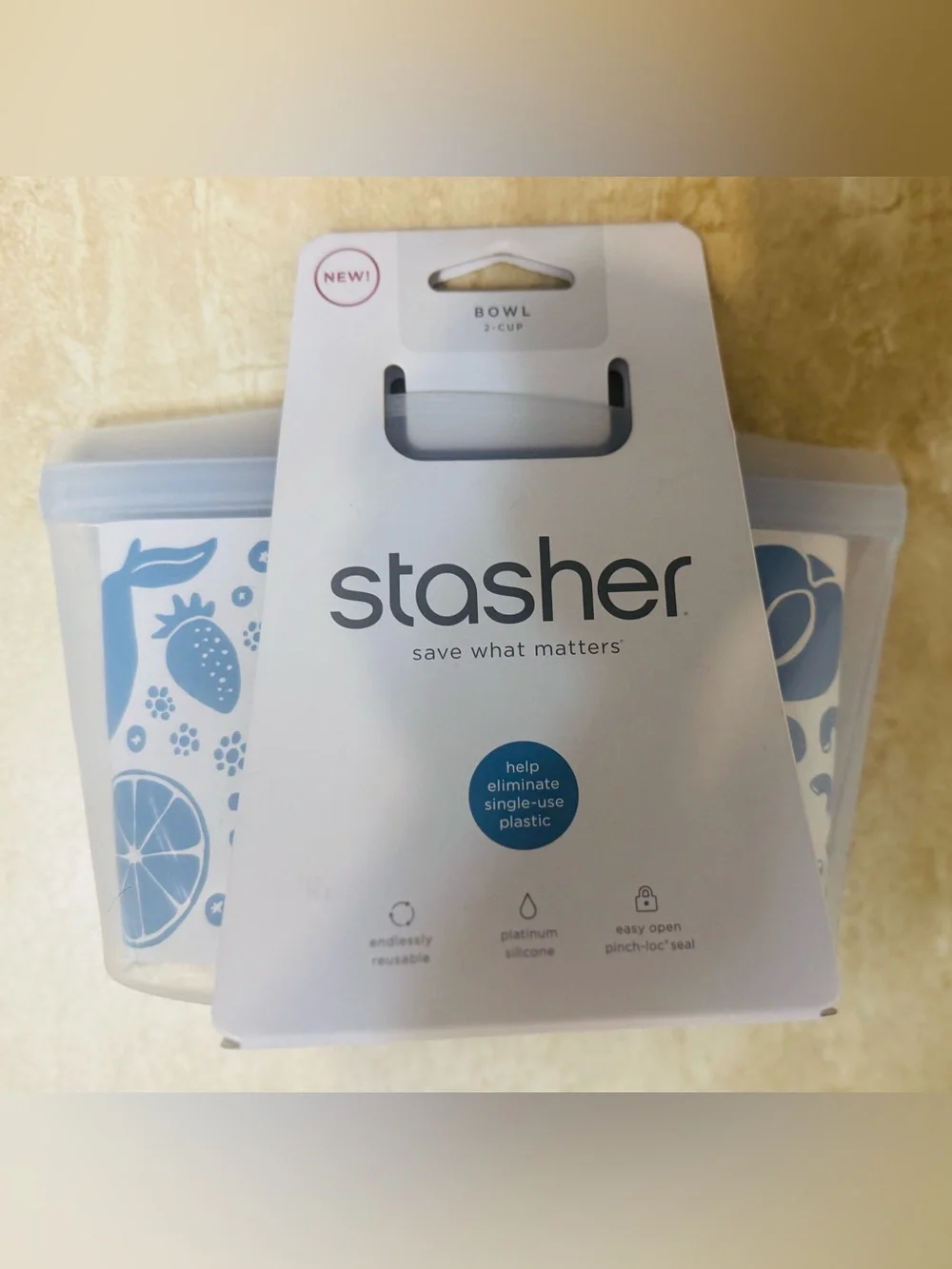 Stasher™ Silicone Reusable  1/2 gallon, 2 Cup Bowl, 3 Sandwich and 1 snack
